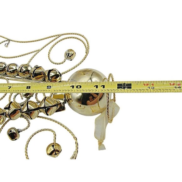 Vintage Angel Decor Set 2 Wire Bells Gold Toned Holiday Decorative Hanging 12x9" - Picture 9 of 9